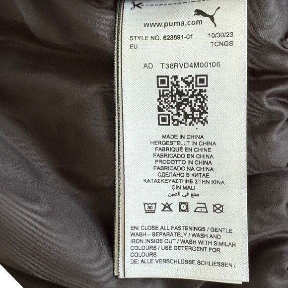 PUMA Varsity Bomber Jacket Y2K Satin Streetwear Logo Spell Out Snap Button M - Picture 7 of 8